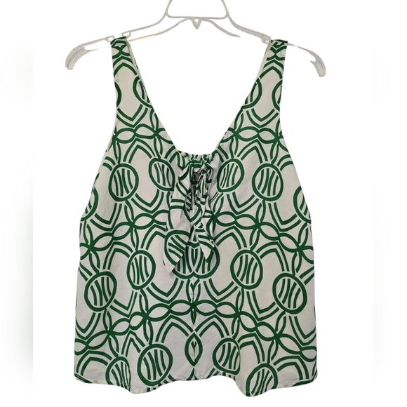 Maeve Verena Sleeveless Top Green White Geometric Lined Size Small Boho Summer - Picture 3 of 6